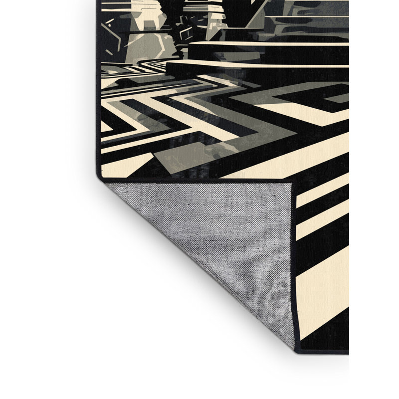 Tapis art déco lavable à la machine Bridgewater Alien, 6 x 9