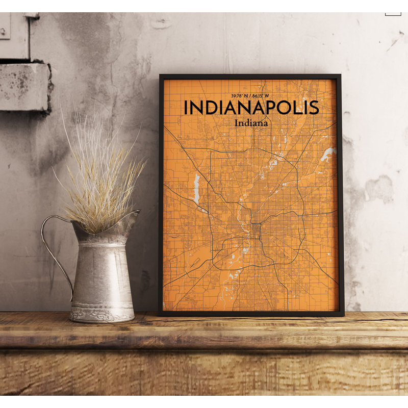 Indianapolis City Map - No Frame Print, 43.2cm H x 27.9cm W x 0.13cm D