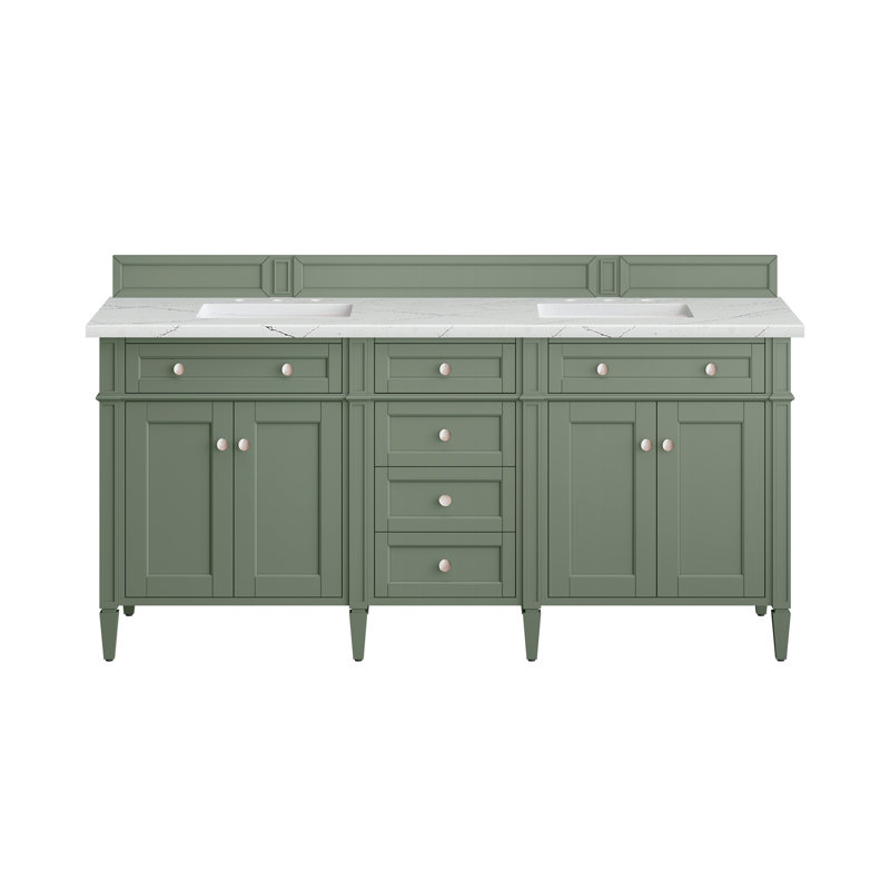 Brittany 72" Double Vanity W/FreePower Wireless Charger, Smokey Celadon, Ethereal Noctis