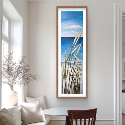 Oyat plante et bord de mer beige imprimé mat pour la décoration