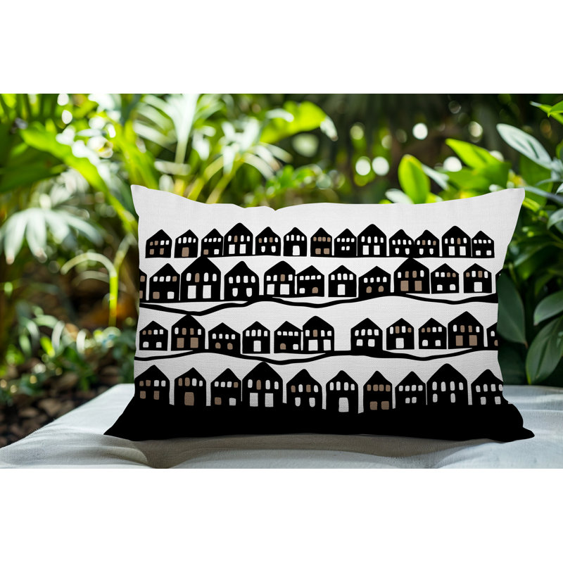 Coussin rectangulaire intérieur / extérieur Amiro, Rectangle H 14 po x l 20 po, Noir