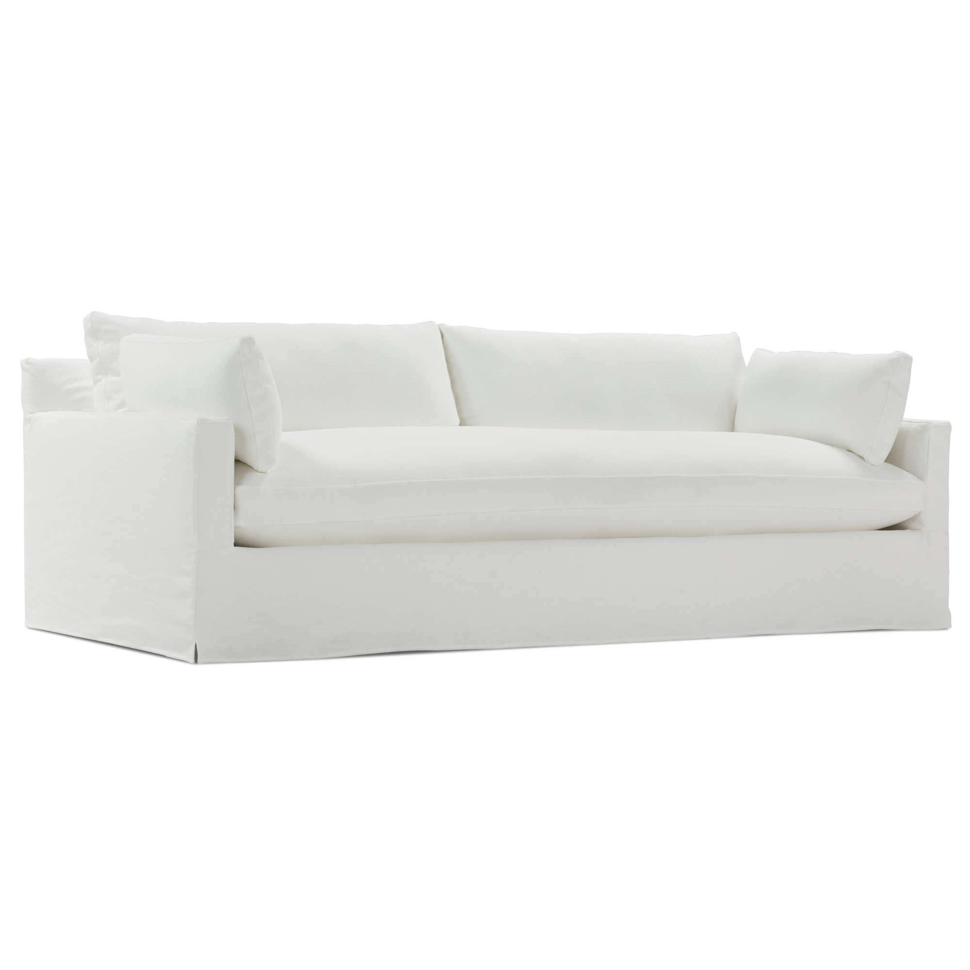 Sylvie Extra Long Sofa (Bench Cushion), 37" H x 100" W x 44" D, White Linen Blend