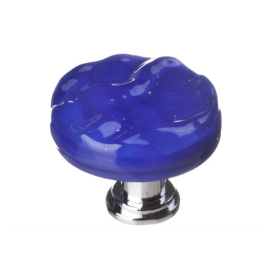 Glacier 1 1/4" Diameter Cobalt Blue Round Glass Decorative Cabinet Hardware Knob