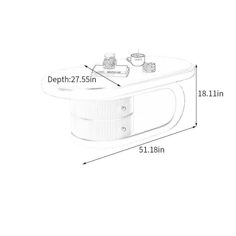 Table basse Minimalist, 18.11" H x 51.18" L x 27.55" W, Blanc, Noir