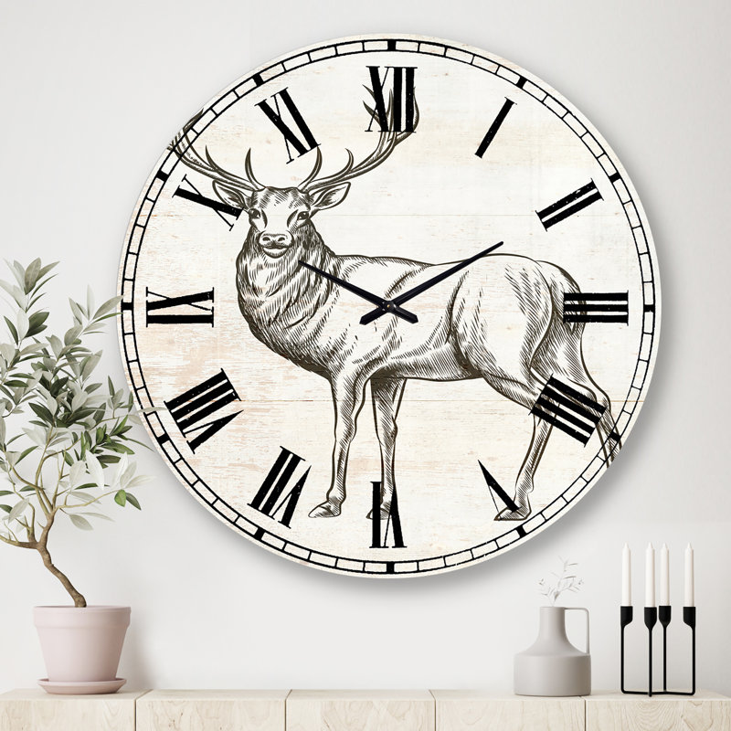 Horloge murale Deer Wild and Beautiful, Grand, Noir