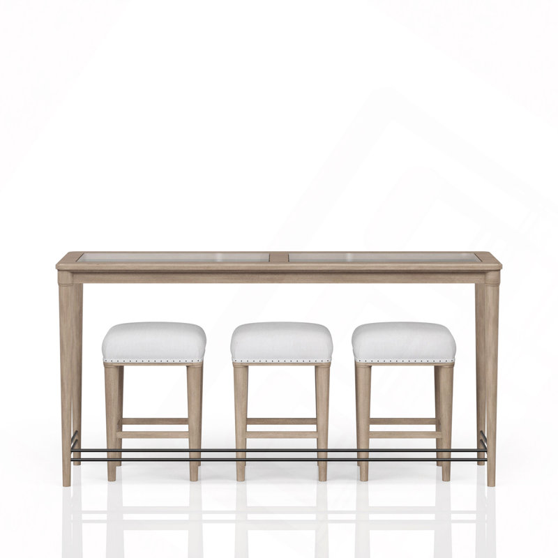 Console en verre givré avec tabourets
