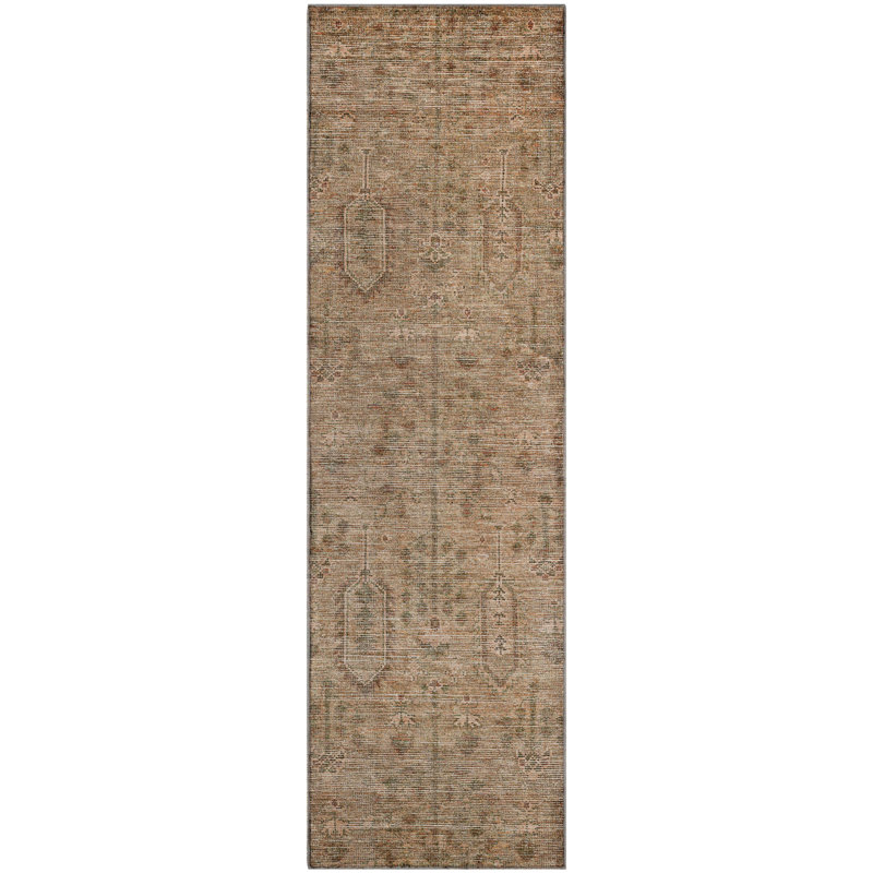 Premium Machine Washable Prisco Terracotta Rug, Runner 2'3" x 7'6"