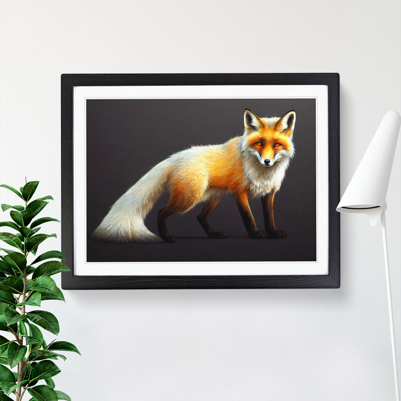 Ingenious Fox - Single Picture Frame Print, Black, 46cm H x 64cm W x 2cm D