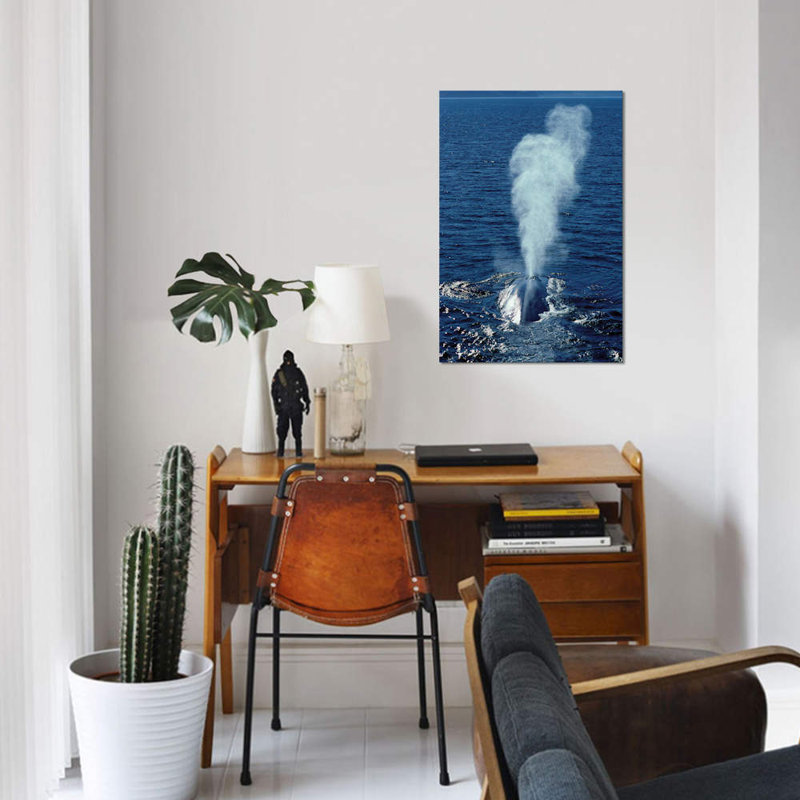 « blue baleine », toile photo imprimée, H 12 po x l 8 po x P 0,75 po, Toile tendue, Pas de tapis
