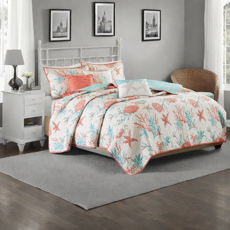 Ensembles de literie en satin de coton luxueux, design côtier, pour la maison