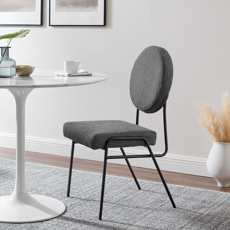 Modway Craft Performance Velvet Dining Side Chair, Black, Polyester Charcoal