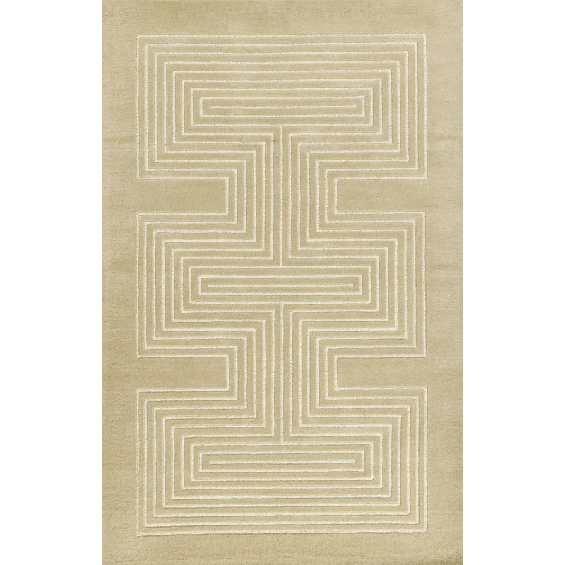 Tapis cuivre en laine touffeté à la main à motif géométrique Orlie, Rectangle 9 pi x 12 pi, Beige