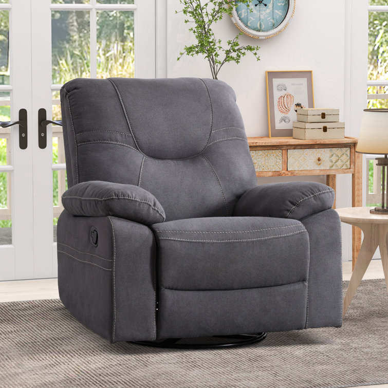 Primiana 38.2" Wide Modern and Overstuffed Soft Chenille Swivel And Rocker Manual Standard Recliner