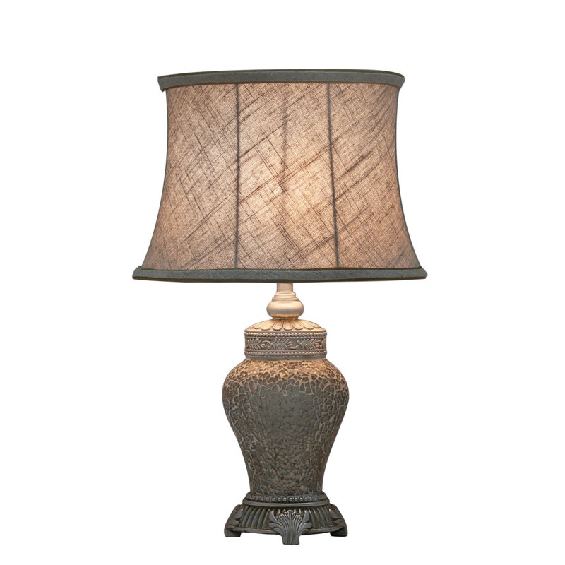 Holmwood 45.5cm Table Lamp, Bedside Buffet Lamp with Mosaic Design Base & Polyester Shade, Natural Linen