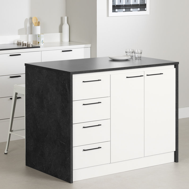Myro 47.25'' Wide Kitchen Island, Black