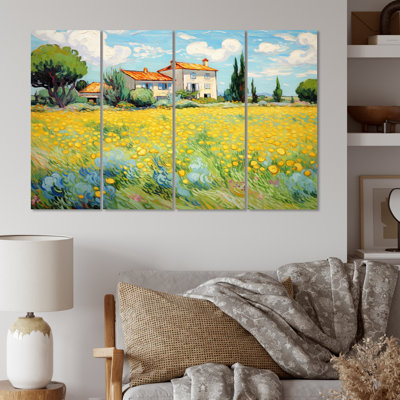 «Vangogh The Yellow House In Arles I», reproduction sur toile 4 pièces