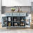 Mobile Kitchen Island Cart With Rubberwood Drop-Leaf Countertop, 3 Drawers & Cabinet Storage, 5-Wheel Rolling, Grey Blue-1000622287