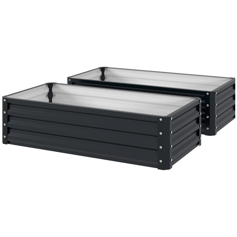Galvanized Raised Garden Bed, 4' X 2' X 1' Metal Planter Box, For Growing Vegetables, Flowers, Herbs, Succulents, Gray, Gray