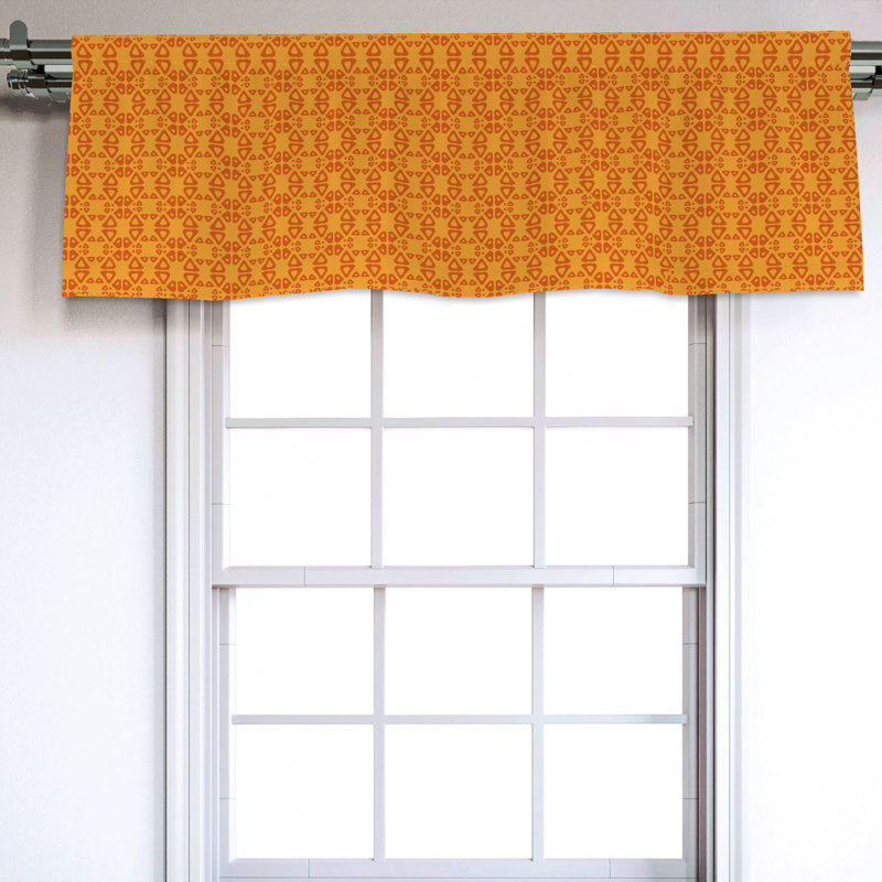 Sateen Geometric Ruffled Window Valance