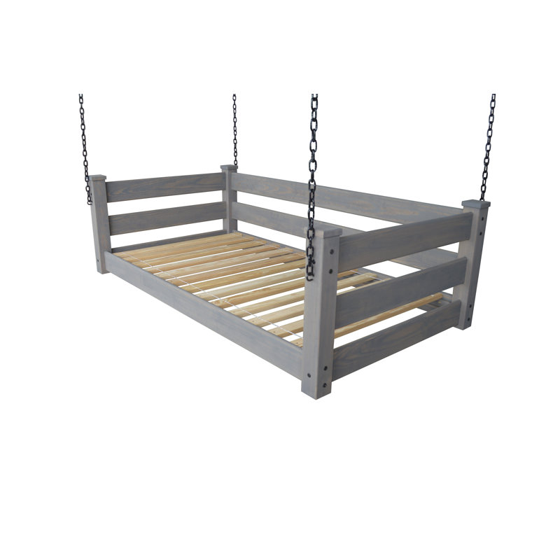 Adrow Solid Wood Hanging Daybed, Twin, Homestead Gray Stain