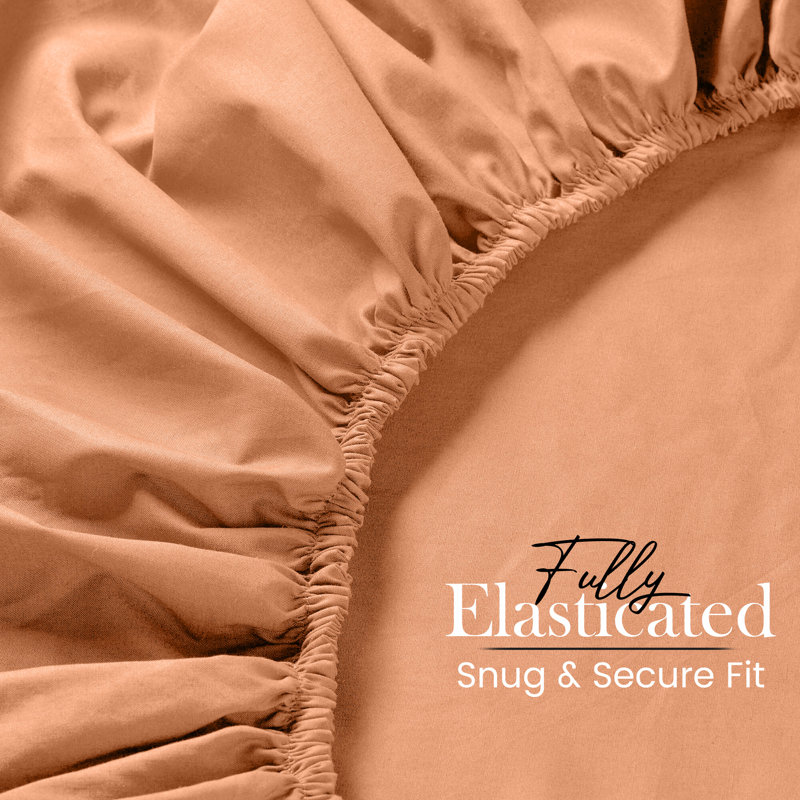 25cm Deep Pocket Fitted Sheet - Soft Microfiber Elasticated Bed Sheet Bottom, King (5'), Peach