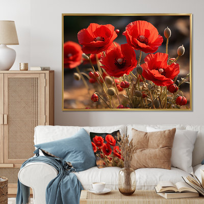 Art floral sur toile coquelicot, impression de champ de fleurs rouges - Champ de coquelicots rouges I
