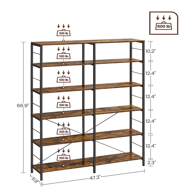 172.5cm H x 120cm W Metal Standard Bookcase