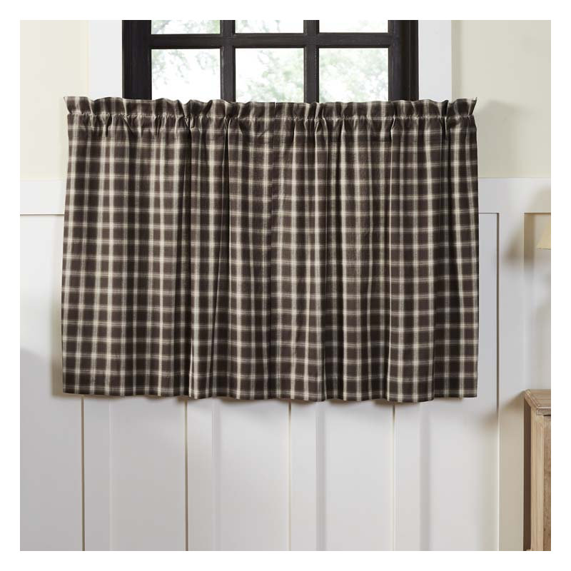 Dissay Cotton Plaid Tailored Cafe Curtain, 36" H x 36" W x 2" D