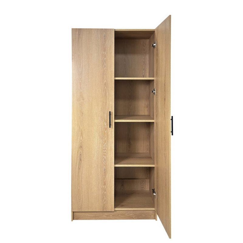 Armoire de rangement polyvalente en chêne Modex avec tablettes réglables et portes à fermeture douce pour une organisation polyvalente