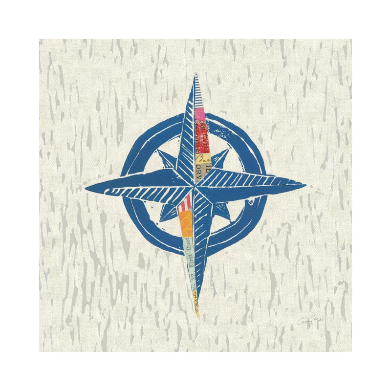 Nautical Collage On Linen I by Courtney Prahl - Wrapped Canvas Painting, 30.48 cm H x 30.48 cm W