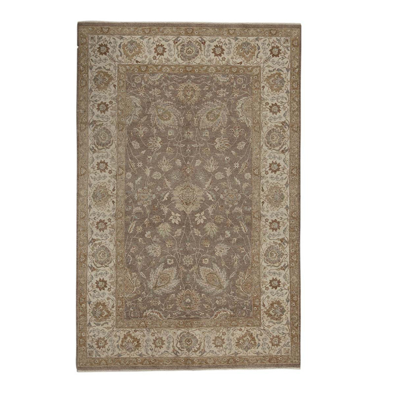 Tapis brun / beige de haute qualité noué à la main Trinity