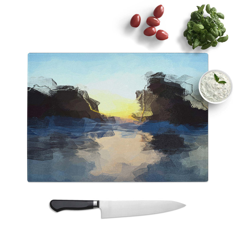 Tempered Glass Beach Rocks Chopping Board, 39 cm W x 28.5 cm L