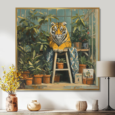 Repose-échelle de serre - Tableau encadré Tigre