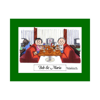 Personalized Friends - Male & Female Cartoon Caricature with a Mat, Ready to Frame