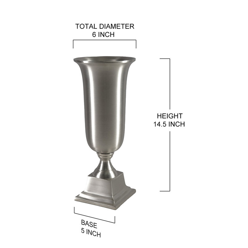 Rosdorf Park Silver Aluminum Pedestal Urn - Elegant Tapered Gold Vase For Flowers - Perfect As A Centerpiece For Home Decor, Weddings, Parties, And Events, 14.5" Tall & 6" Diameter, Pack Of 6