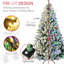 Arbre de Noël 1149 branches 7,5 pi, 550 lumières à DEL, conception floquée, arbre artificiel festif 7,5 pi, feuilles colorées, ornement de base stable
