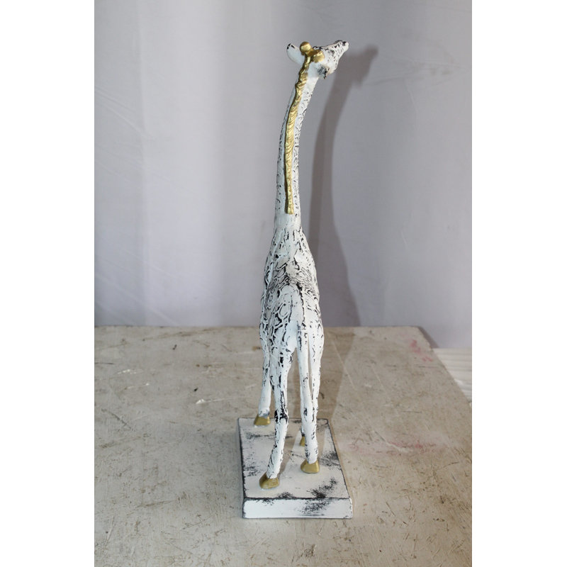 Sculpture en forme de girafe en aluminium de la collection Nifao, élégance gracieuse 8 po x 4 po x H 18 po