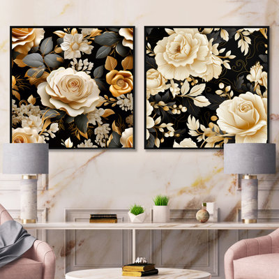 Hallet - Ensemble de 2 collages carrés floraux