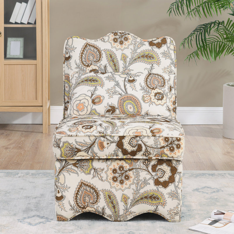 Chaise en flanelle simple avec assise souple, Motif floral brun bohémien