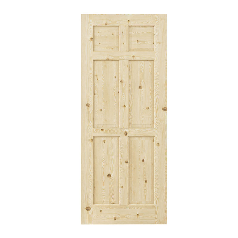 Porte intérieure à 6 panneaux en pin massif de style colonial, non finie et à peindre, sans quincaillerie, pour garde-manger, chambre, salle de bain, placard, salon et buanderie, compatible avec portes prémontées, portes françaises et portes coulissantes, 81 cm x 203 cm
