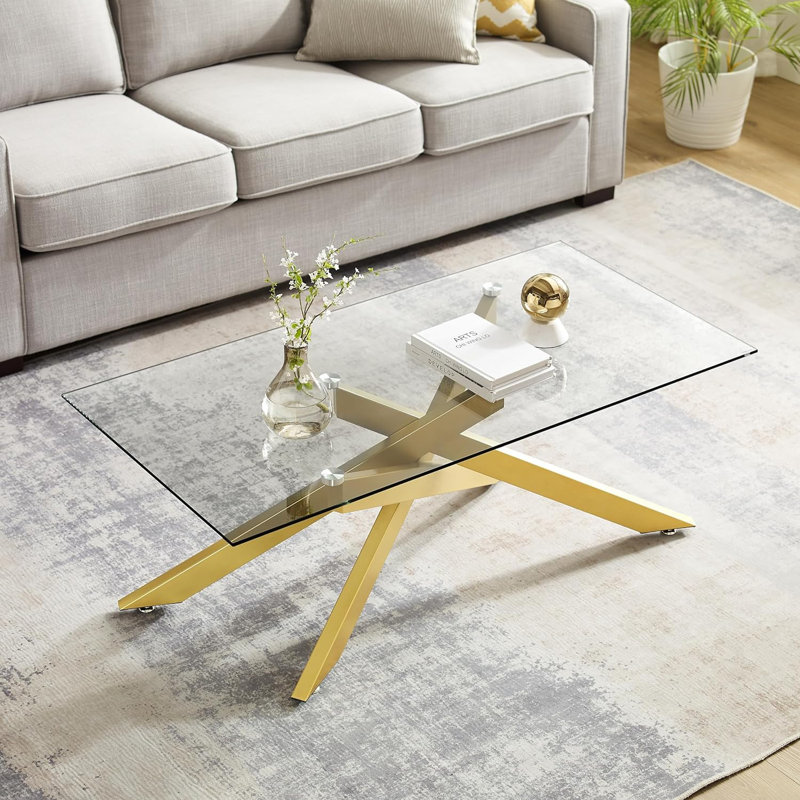 Shivaan Coffee Table, Gold, 18.11" H x 47.2" L x 23.62" W