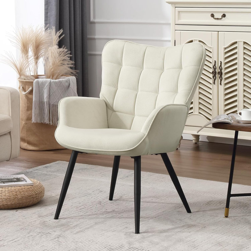 Ortrun Upholstered Armchair, White