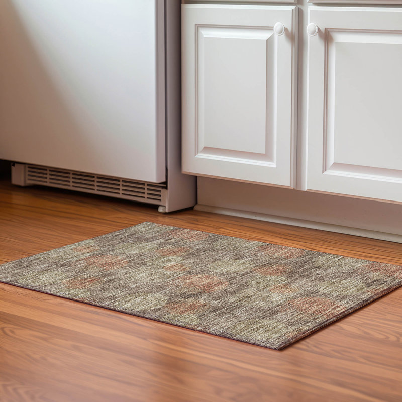 Premium Machine Washable Prisco Brown Rug, Rectangle 1'8" x 2'6"