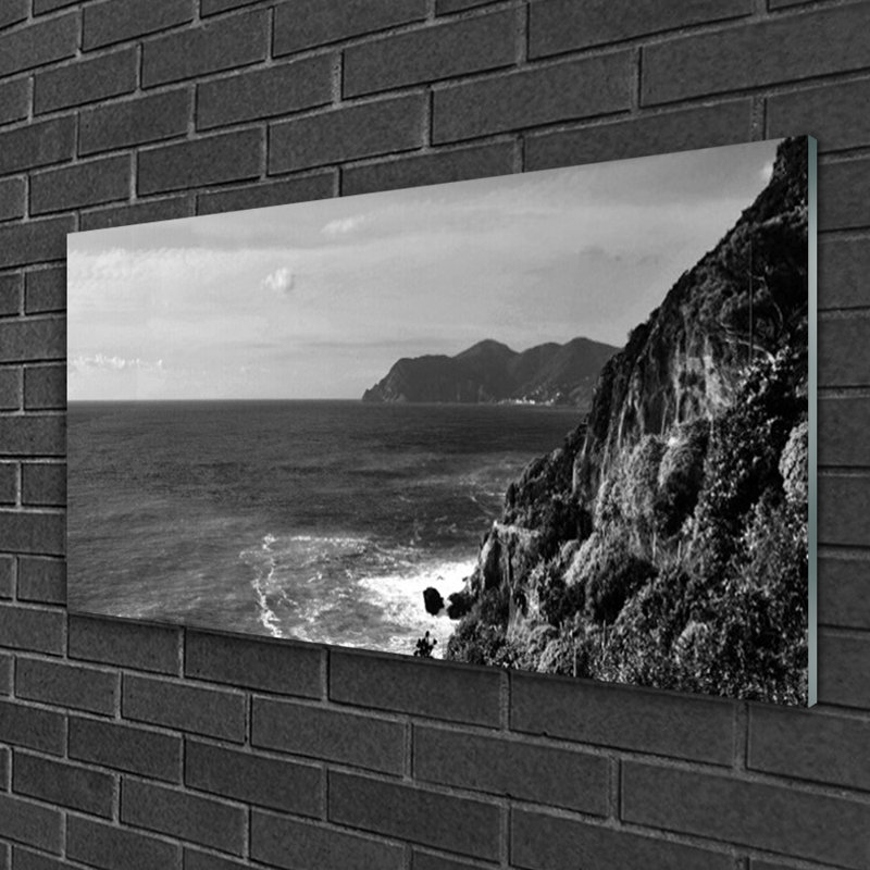 Sea Mountains Landscape - Unframed Photograph on Glass
