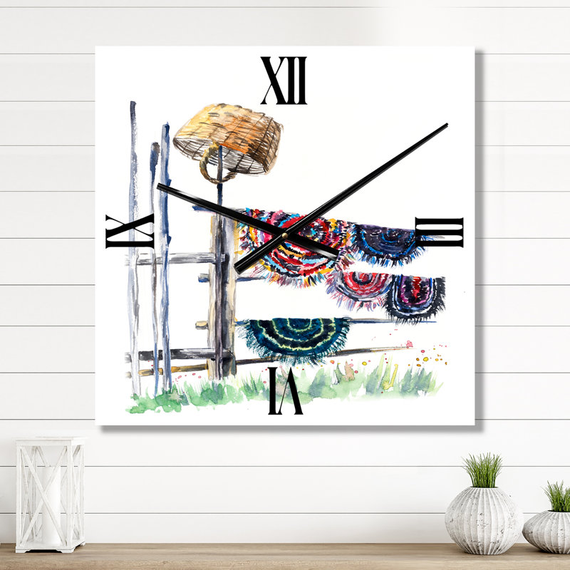 Horloge murale tapis russes sur corde à linge, Petit