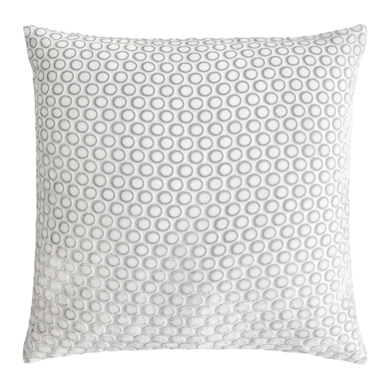 Dots Square Velvet Pillow Cover & Insert, White, 18"H x 18"W