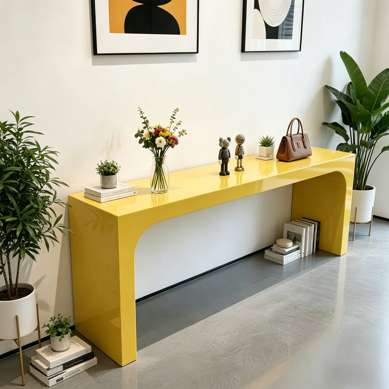 Modern Yellow Rectangular Wooden Console Table