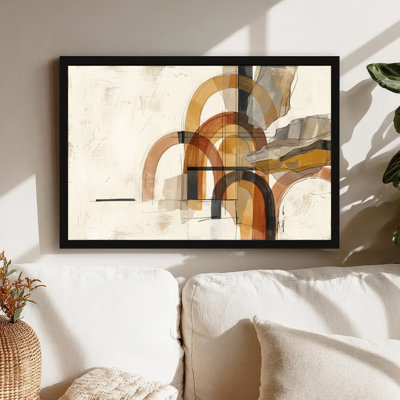 Art mural sur toile noir encadré pour le salon, la chambre à coucher, le bureau ou le vestibule - décoration murale décorative avec motif géométrique abstrait