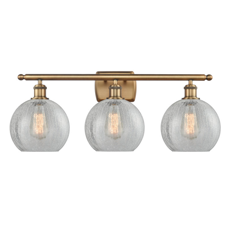 Éclairage de salle de bain à intensité variable à 3 lumières Baptista, Ampoule DEL 6 watts Vinage, Transparent craquelé