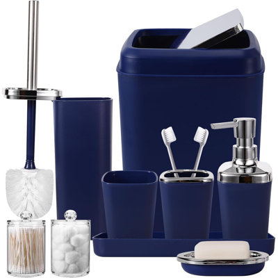 Navy Blue Bathroom Accessories Set